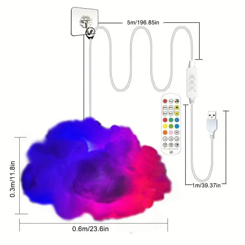 Lámpara nube 3D luz de trueno - detalle
