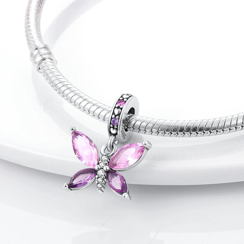Colgante plata de ley 925 mariposa luminosa - detalle