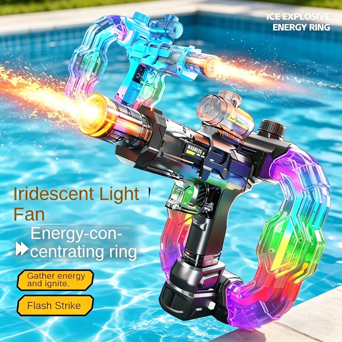 Pistola de agua eléctrica con luz y sonido - detalle
