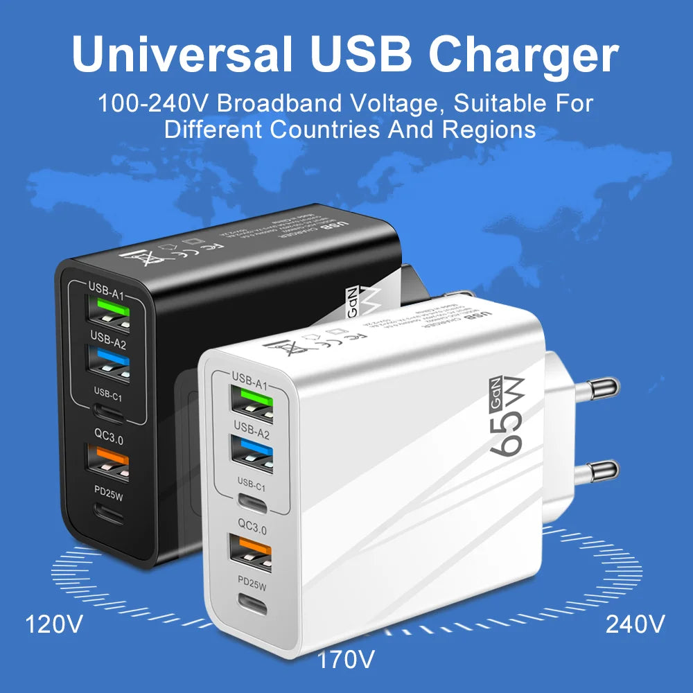 Cargador USB-C blanco, clavijas EU