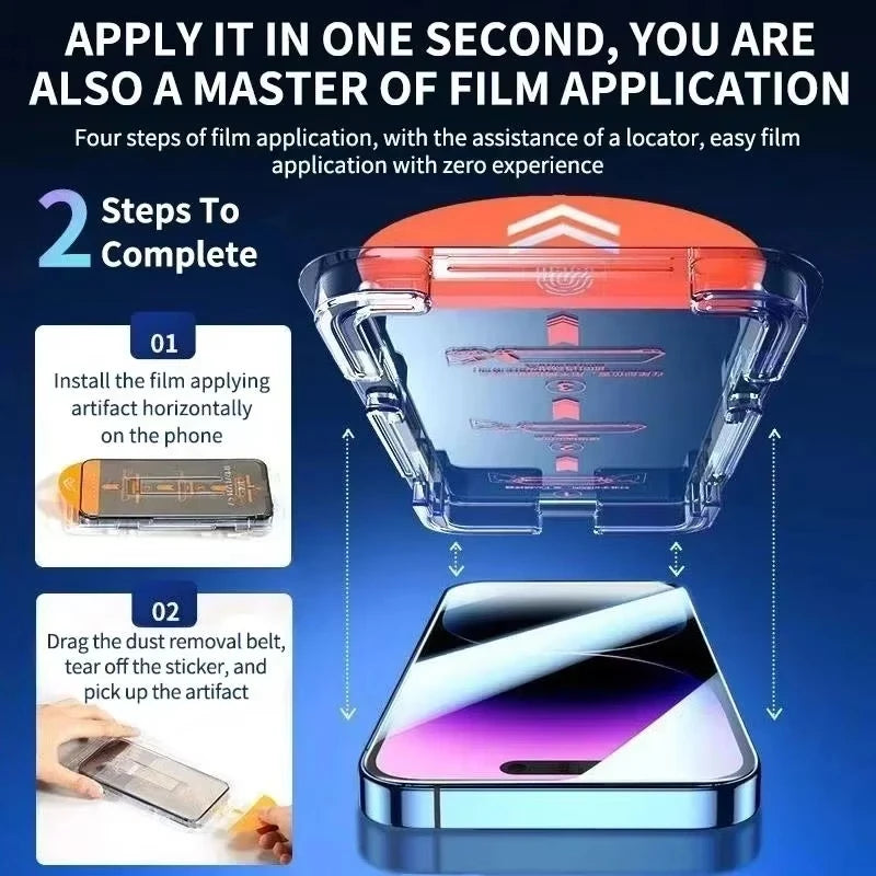 Aplicador automático: colocación en 2 pasos del protector antiespía iPhone 16 Pro