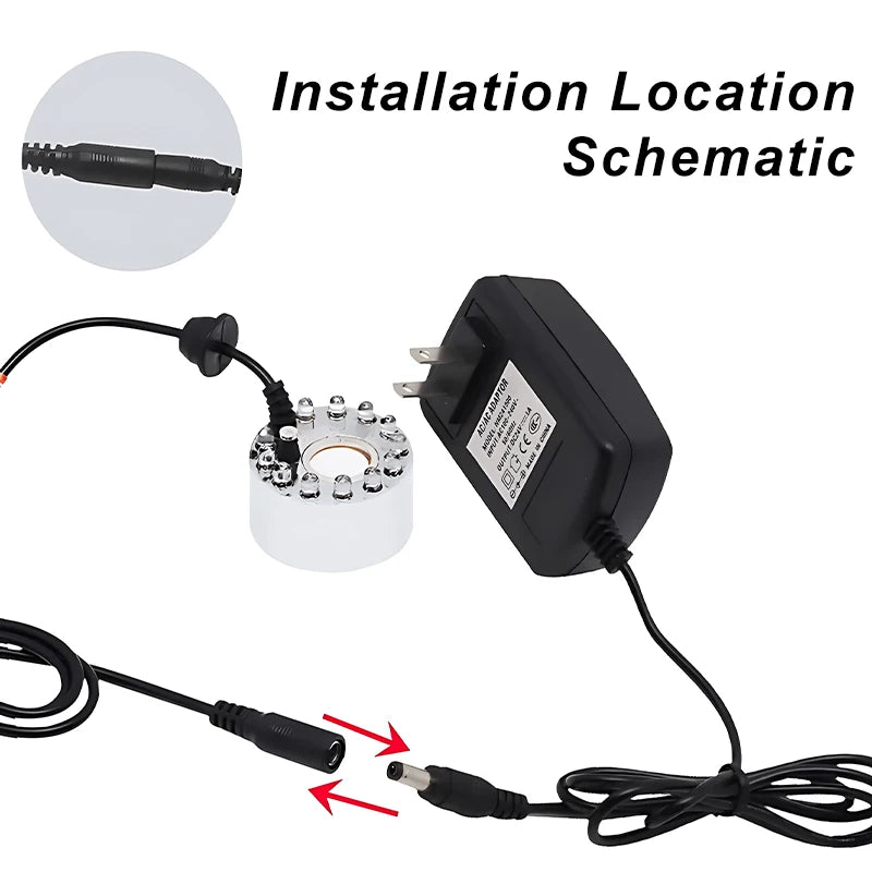Detalle del generador de niebla con 12 LED multicolor