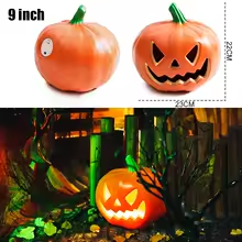 Lámpara de calabaza de Halloween, detalle de tamaño 9 pulgadas