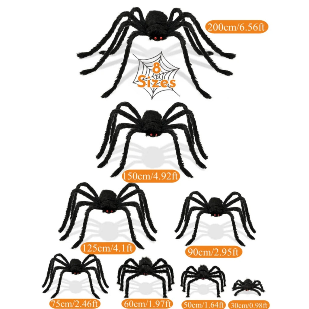 Araña de peluche negra, distintos tamaños disponibles